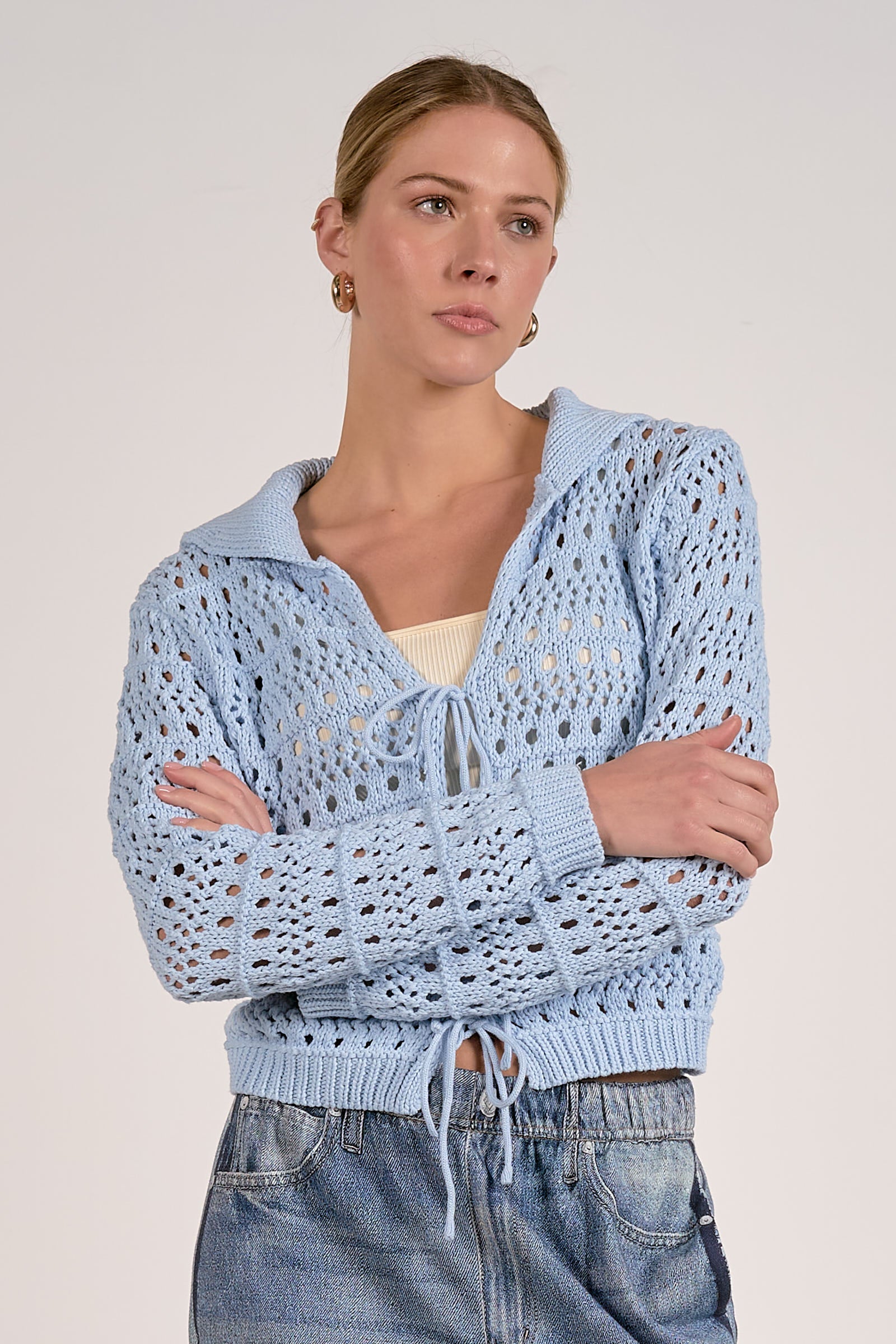 Elan Flyaway Open Knit Sweater