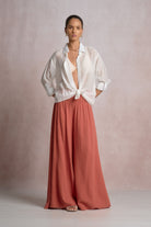 Elan Smocked Palazzo Pant - Cayenne