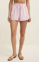 Z SUPPLY White Shorts with Spanish Rose Pink Stripe